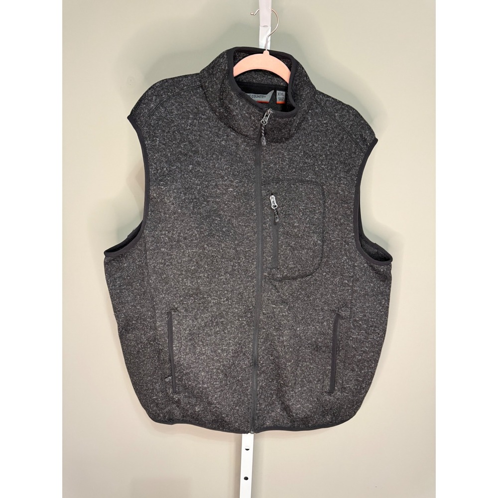 Free Country‎ Men's Full-Zip Fleece Vest XXL Black Gray Heather Outdoor
